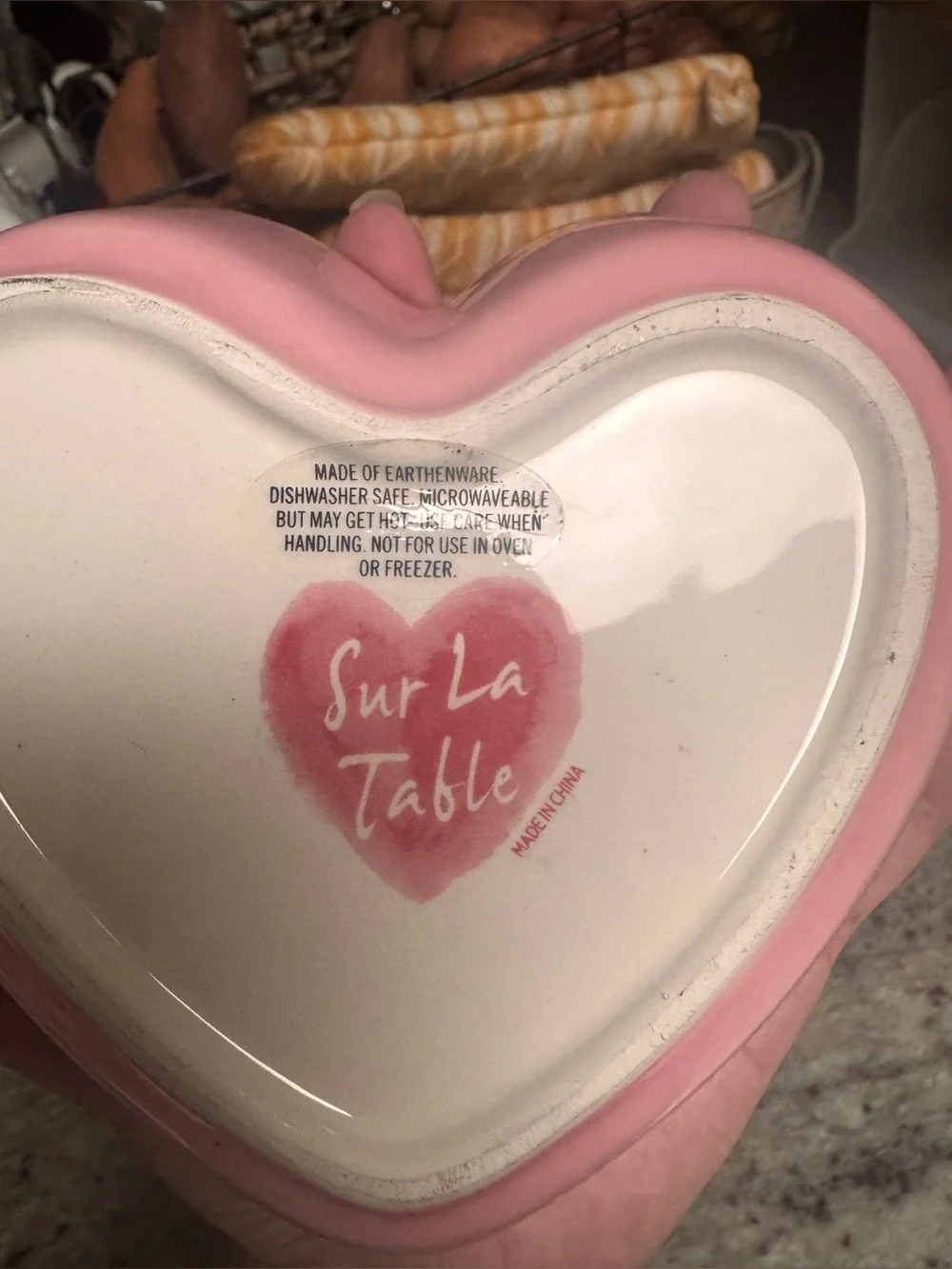 Sur La Table Pink Heart Eiffel Tower Ceramic Trinket Dish